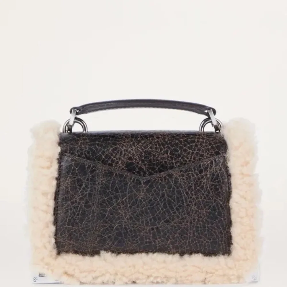 NWT | The Kooples | Leather Shearling-Trim Emily Cross-Body Bag - Picture 2 of 10